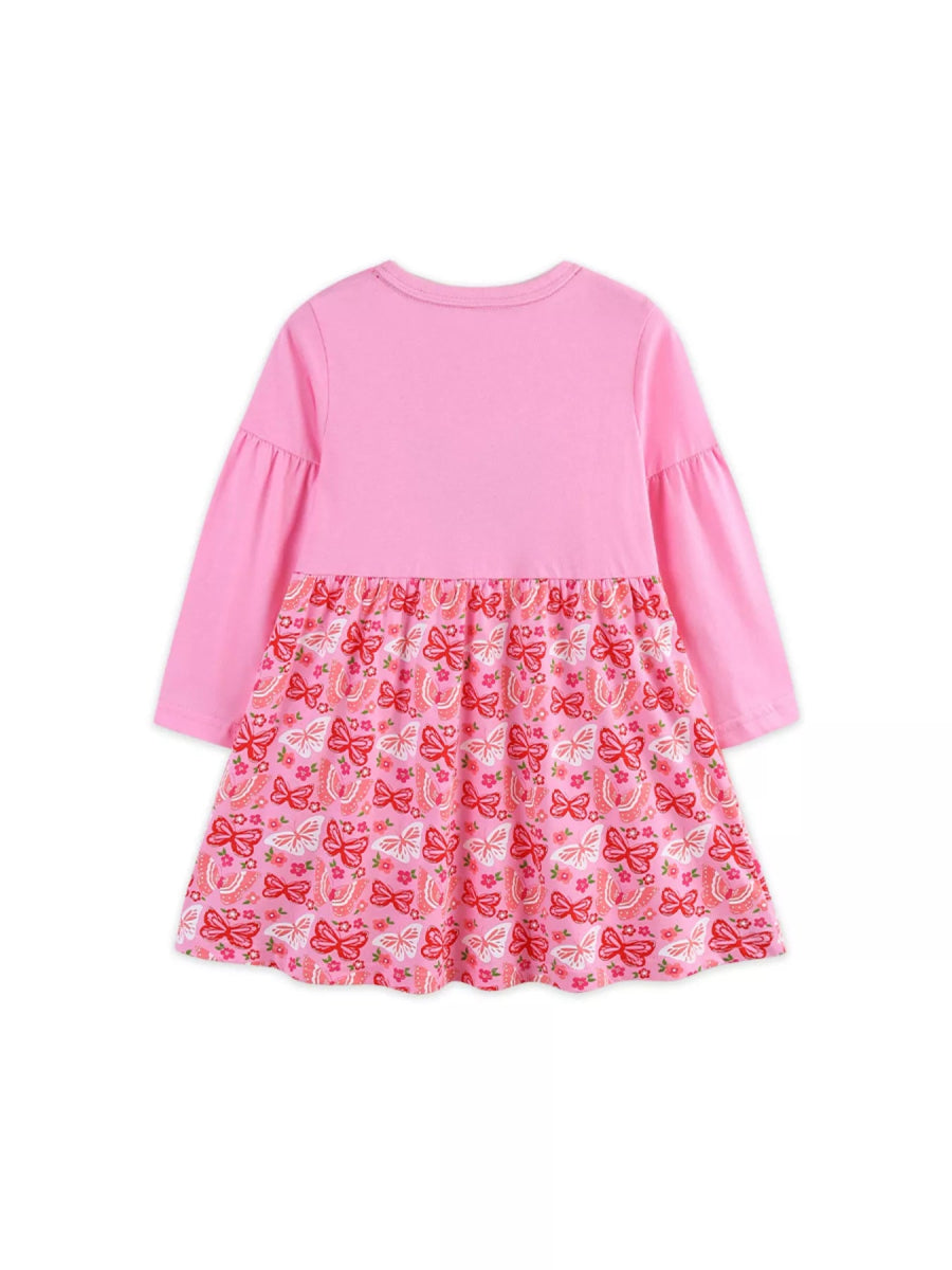 Children's Butterfly Long Sleeve Casual Dress - Fuchsia Pink / 2Y - Image 3