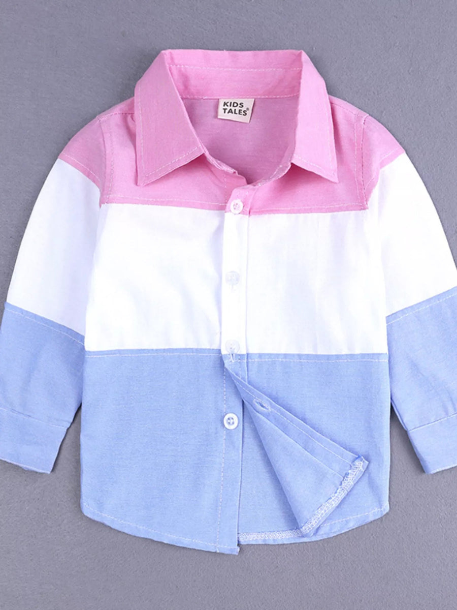 Children's Color Block Shirt & Ripped Jeans Set - Nordavory