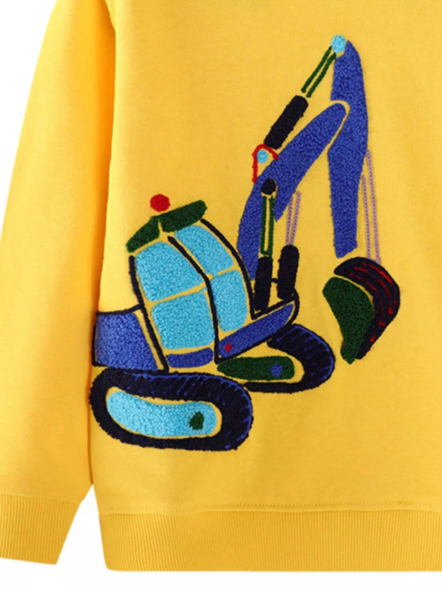 Children's Excavator Round Neck Sweatshirt - Yellow / 2T - Image 3