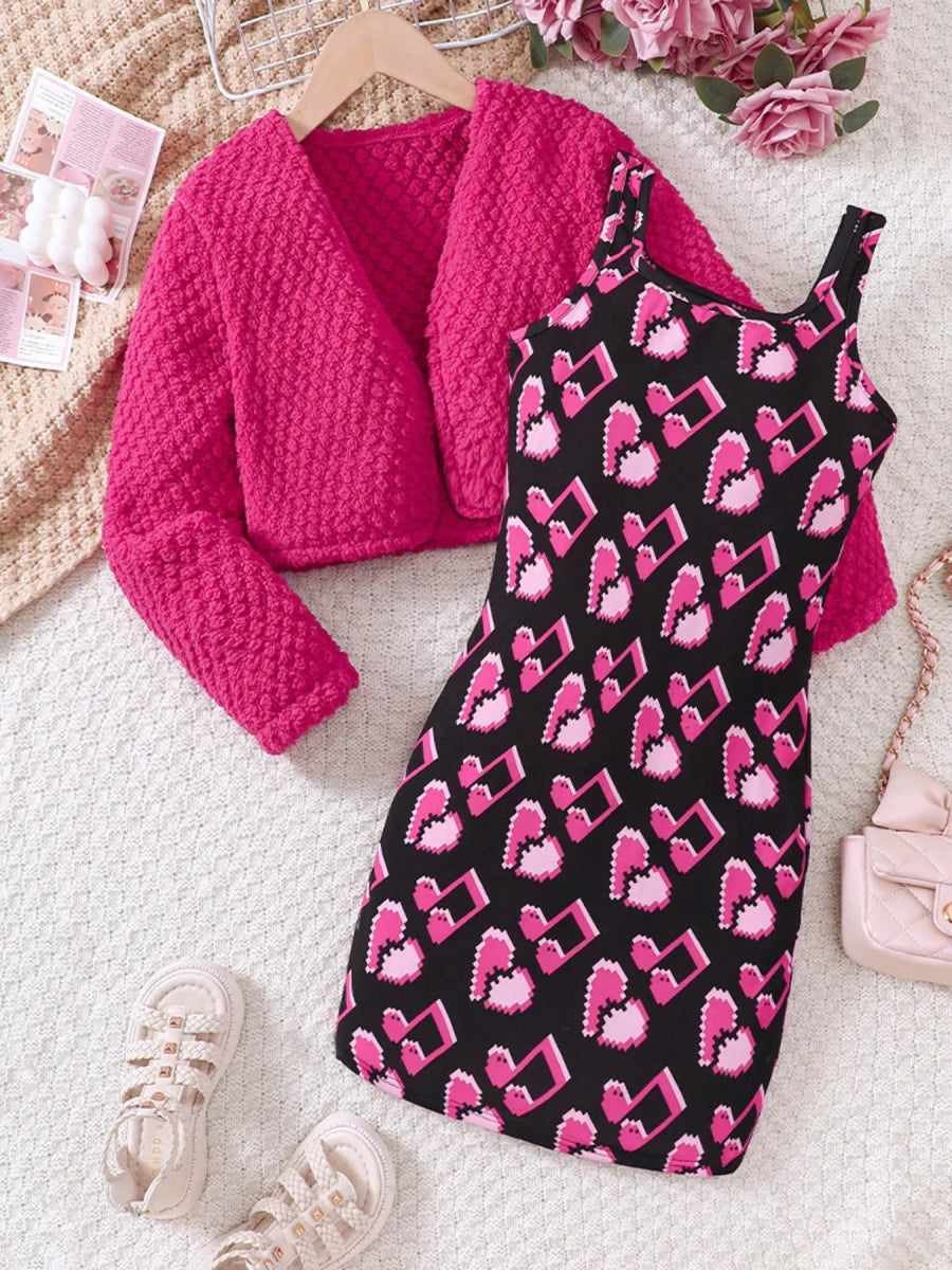 Children's Printed Dress and Cardigan Set - Nordavory