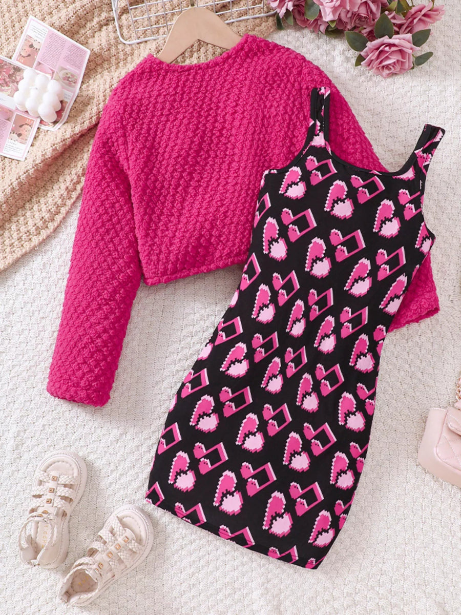 Children's Printed Dress and Cardigan Set - Nordavory