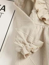 Children's Ruffled Bow Collared Neck Dress - Nordavory