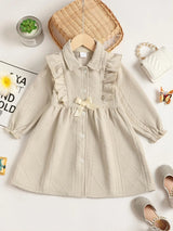 Children's Ruffled Bow Collared Neck Dress - Nordavory