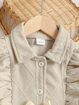 Children's Ruffled Bow Collared Neck Dress - Beige / 12-18M - Image 6