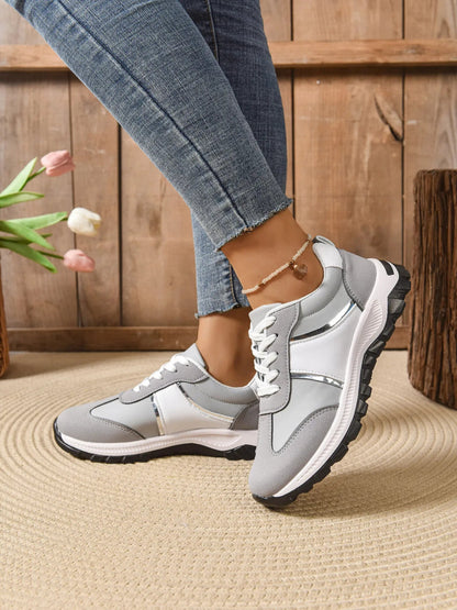 Contrast Lace Up Sneakers-Nordavory