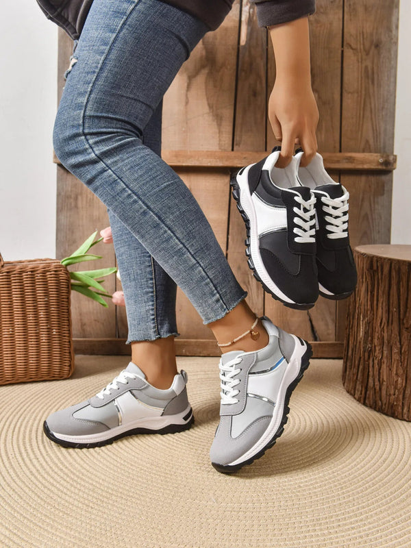 Contrast Lace Up Sneakers-Nordavory