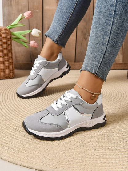 Contrast Lace Up Sneakers-Nordavory