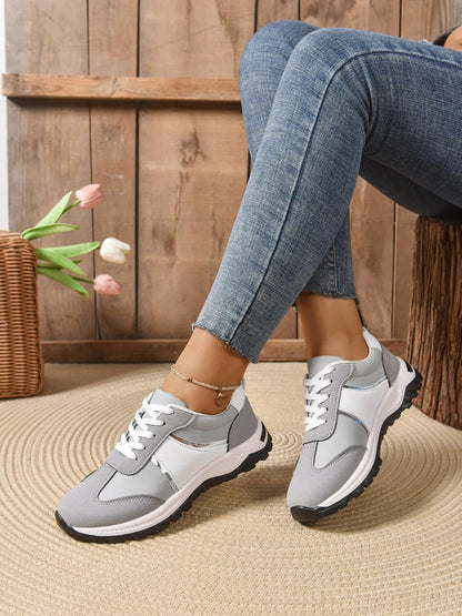 Contrast Lace Up Sneakers-Nordavory