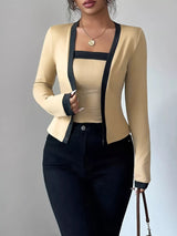 Contrast Trim Long Sleeve Top - Nordavory