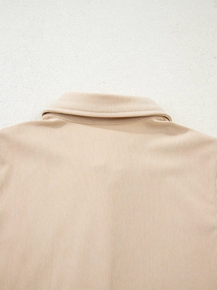 Corduroy Half Button Collared Long Sleeve Mini Dress-Nordavory