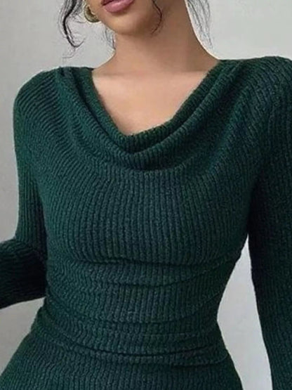 Cowl Neck Flare Sleeve Top-Nordavory