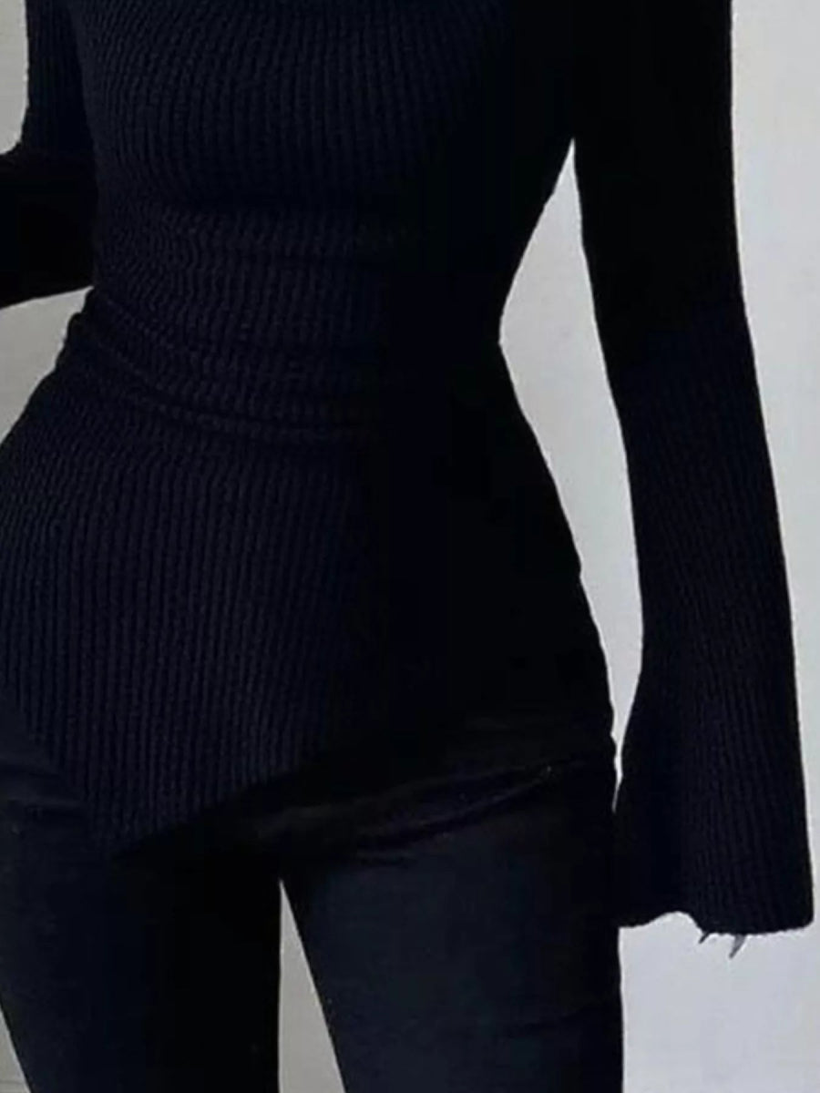 Cowl Neck Flare Sleeve Top-Nordavory