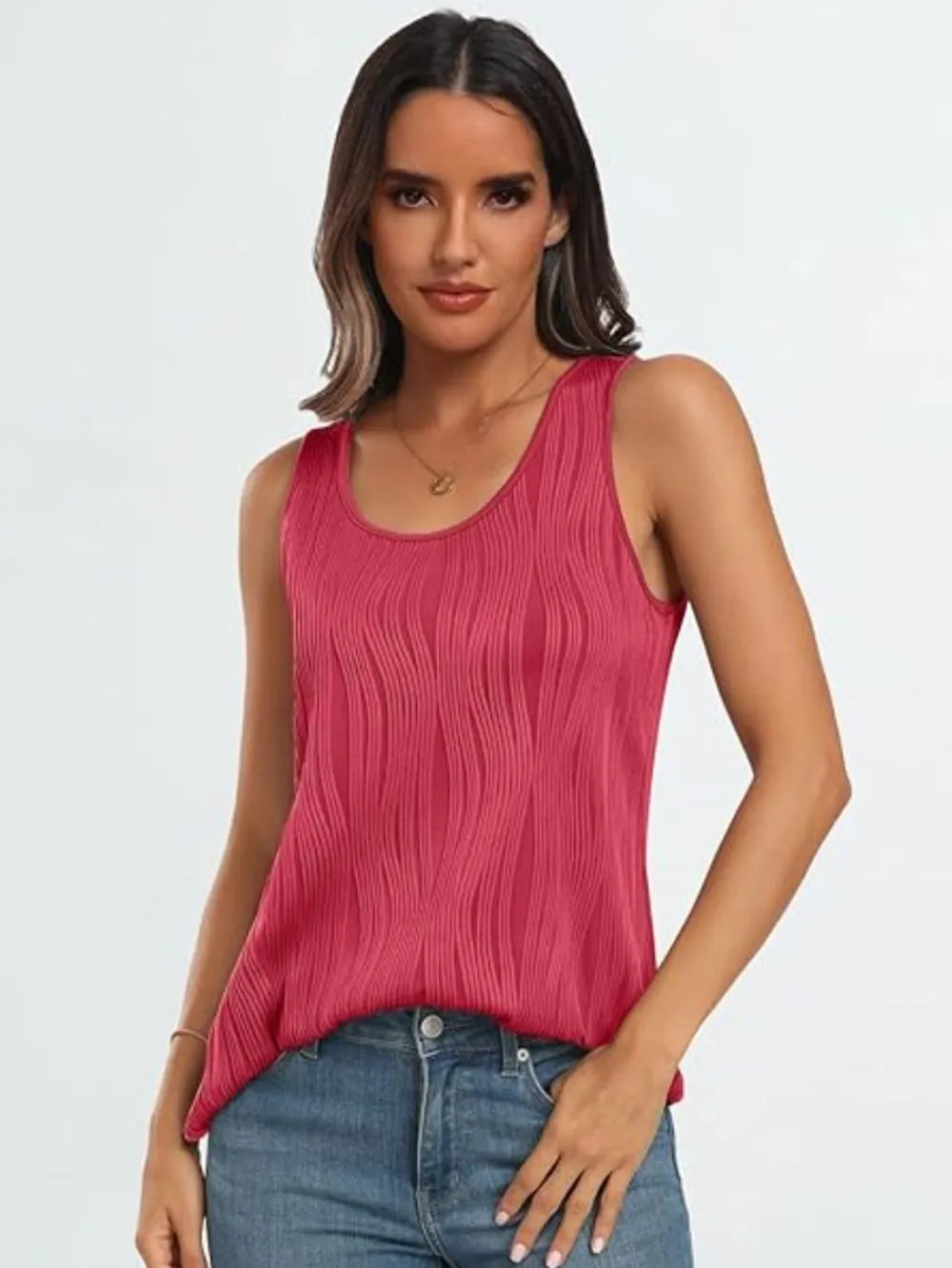 Round Neck Wide Strap Tank-Nordavory