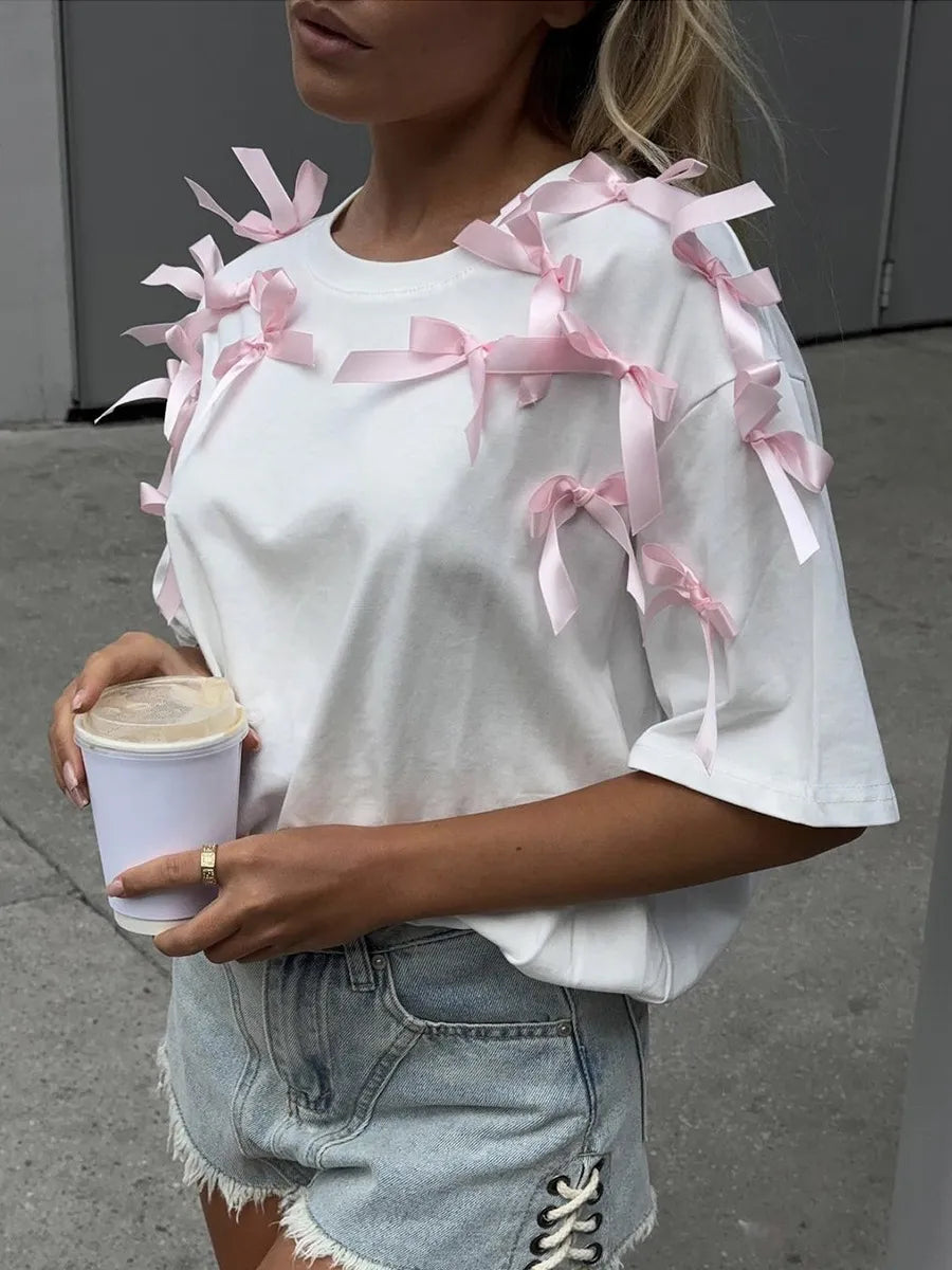 Bow Short Sleeve T-Shirt-Nordavory