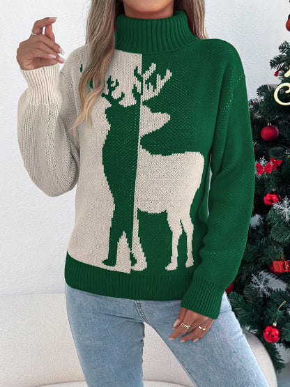 Christmas Reindeer Turtleneck Sweater-Nordavory