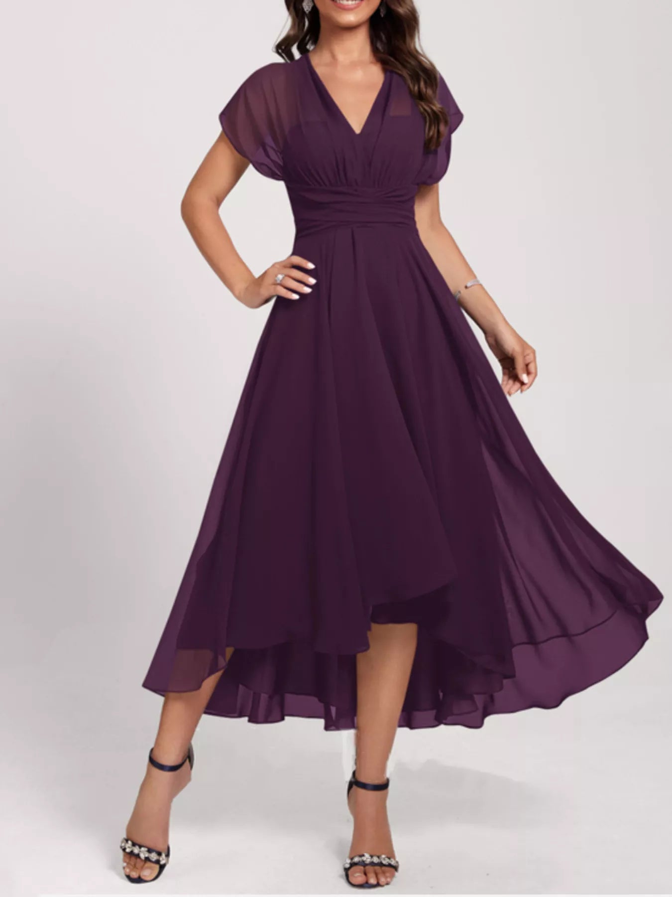 Ruched A-Line Midi Dress-Nordavory
