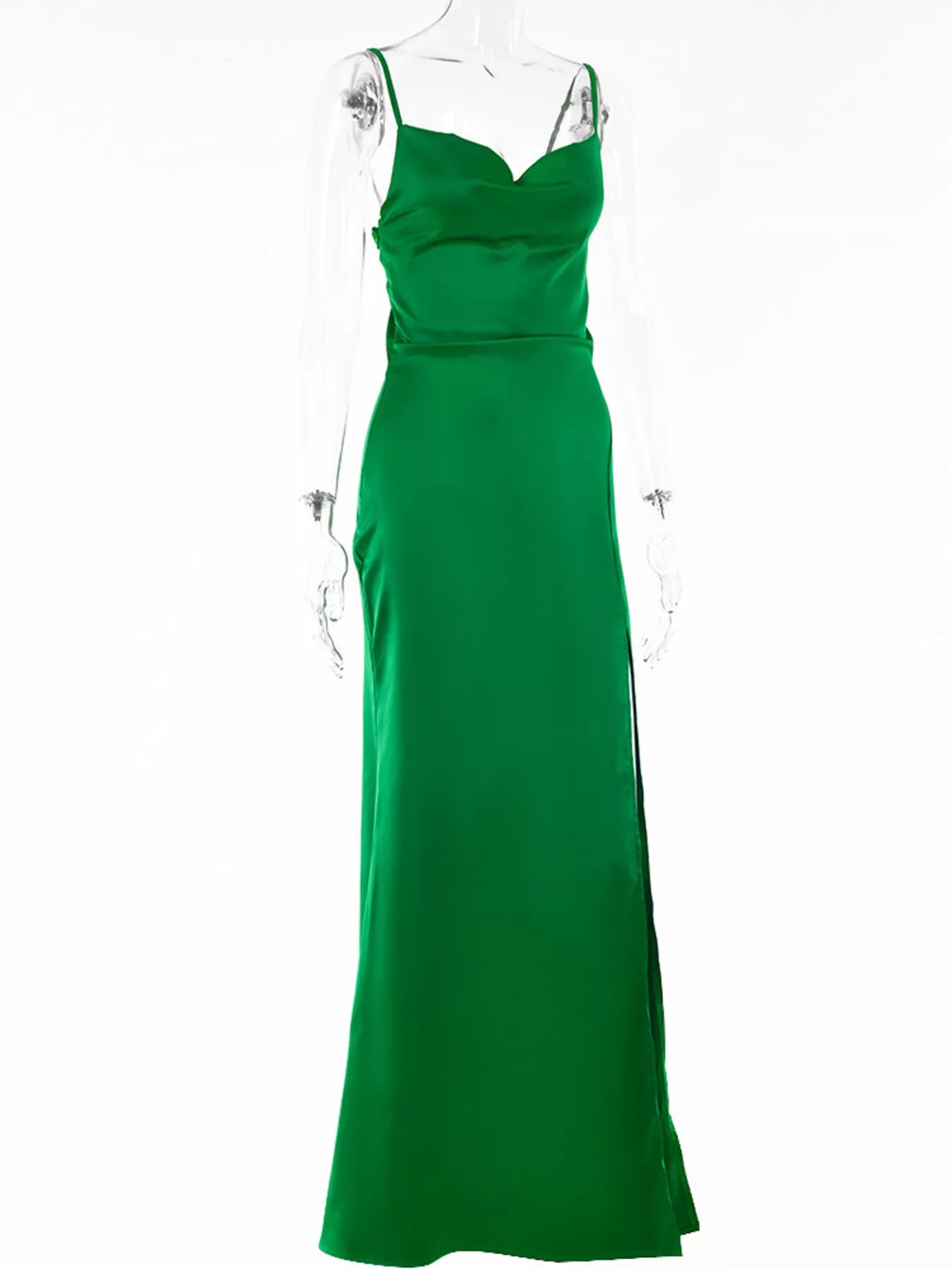 Ruched Split Spaghetti Strap Maxi Dress-Nordavory
