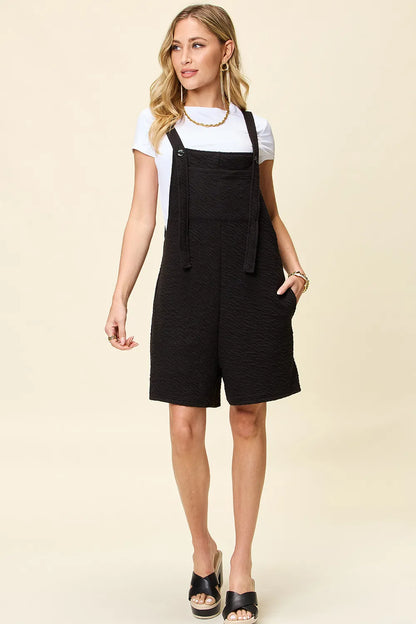 Double Take Full Size Texture Square Neck Romper-Nordavory