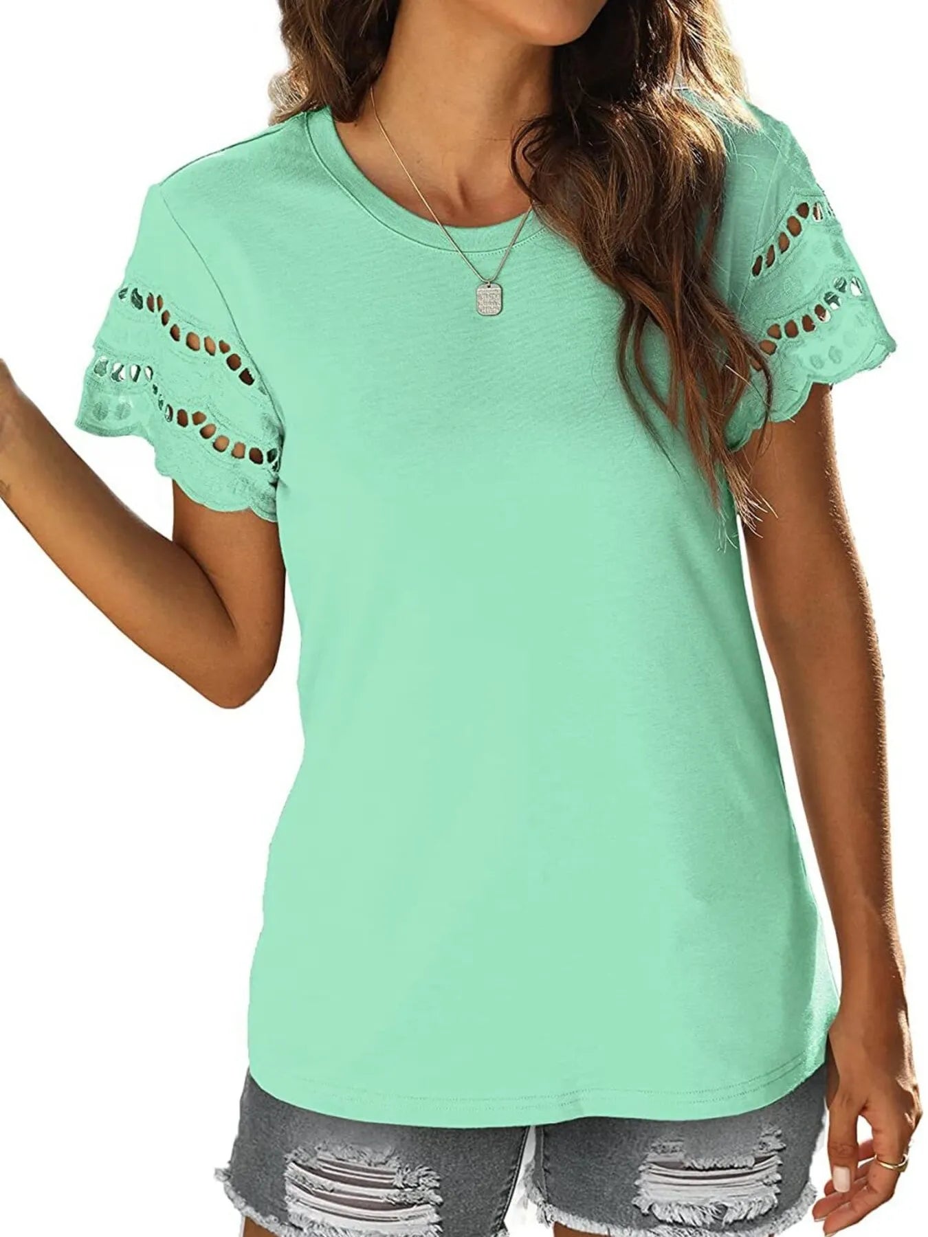 Round Neck Short Sleeve Casual T-Shirt-Nordavory