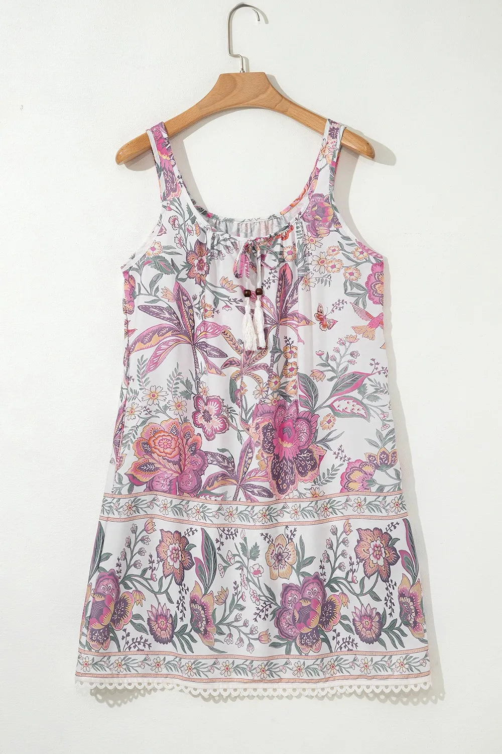 Multicolour Floral Tie Neck Sleeveless Mini Dress-Nordavory