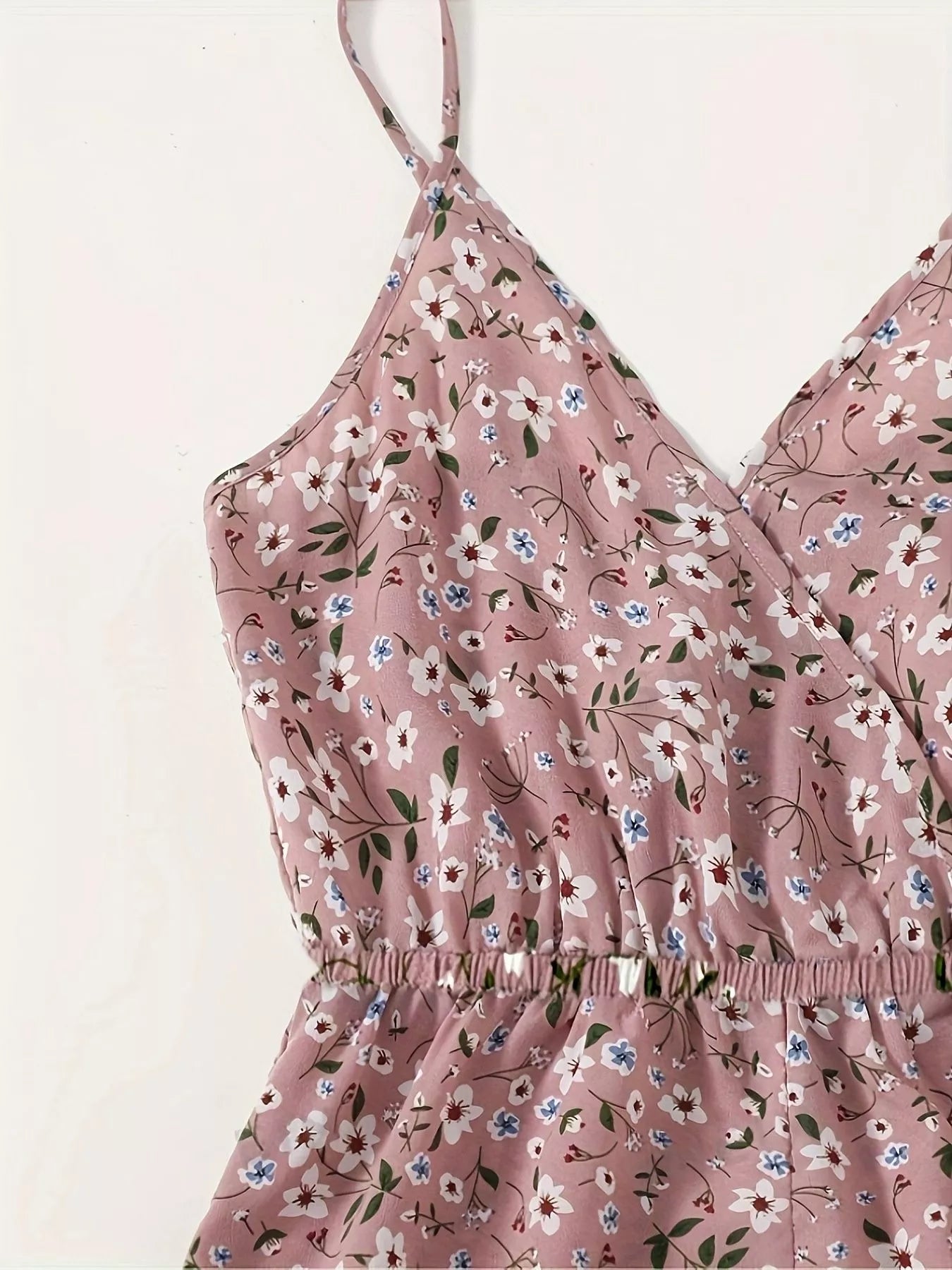 Floral Print Spaghetti Strap Romper-Nordavory