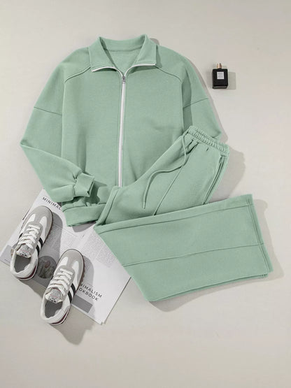 Relaxed Zip-Up Jacket & Drawstring Pants Set – image 33
