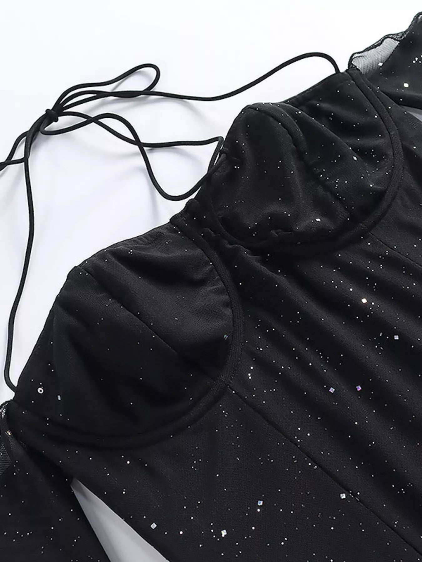 Glitter Mini Dress with Sleeves-Nordavory