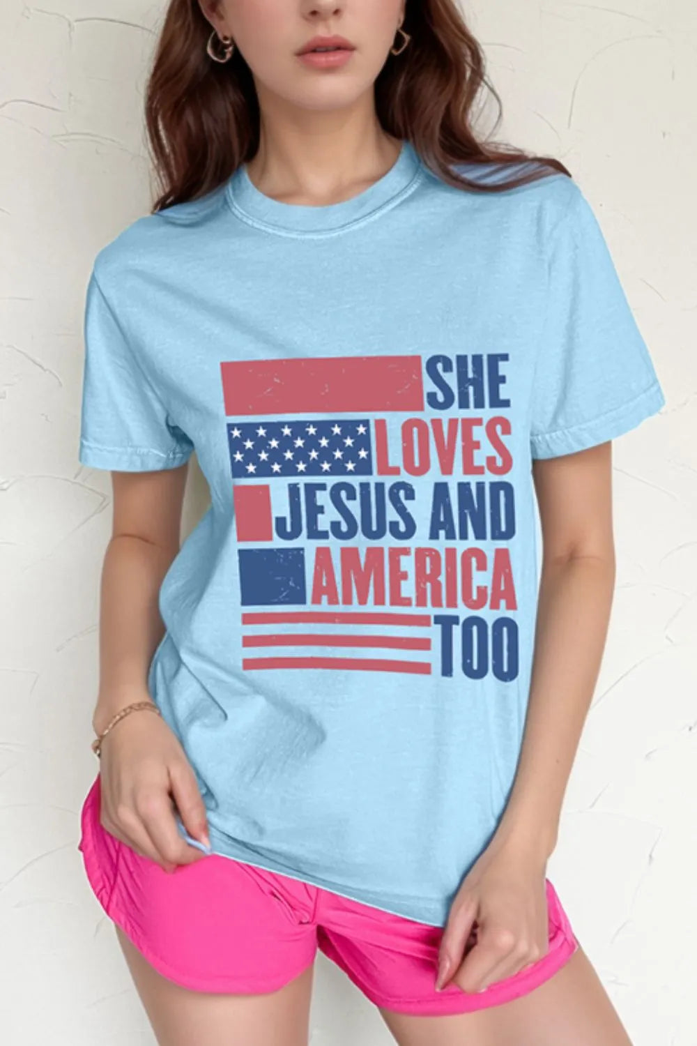 Patriotic US Flag Round Neck Short Sleeve T-Shirt-Nordavory