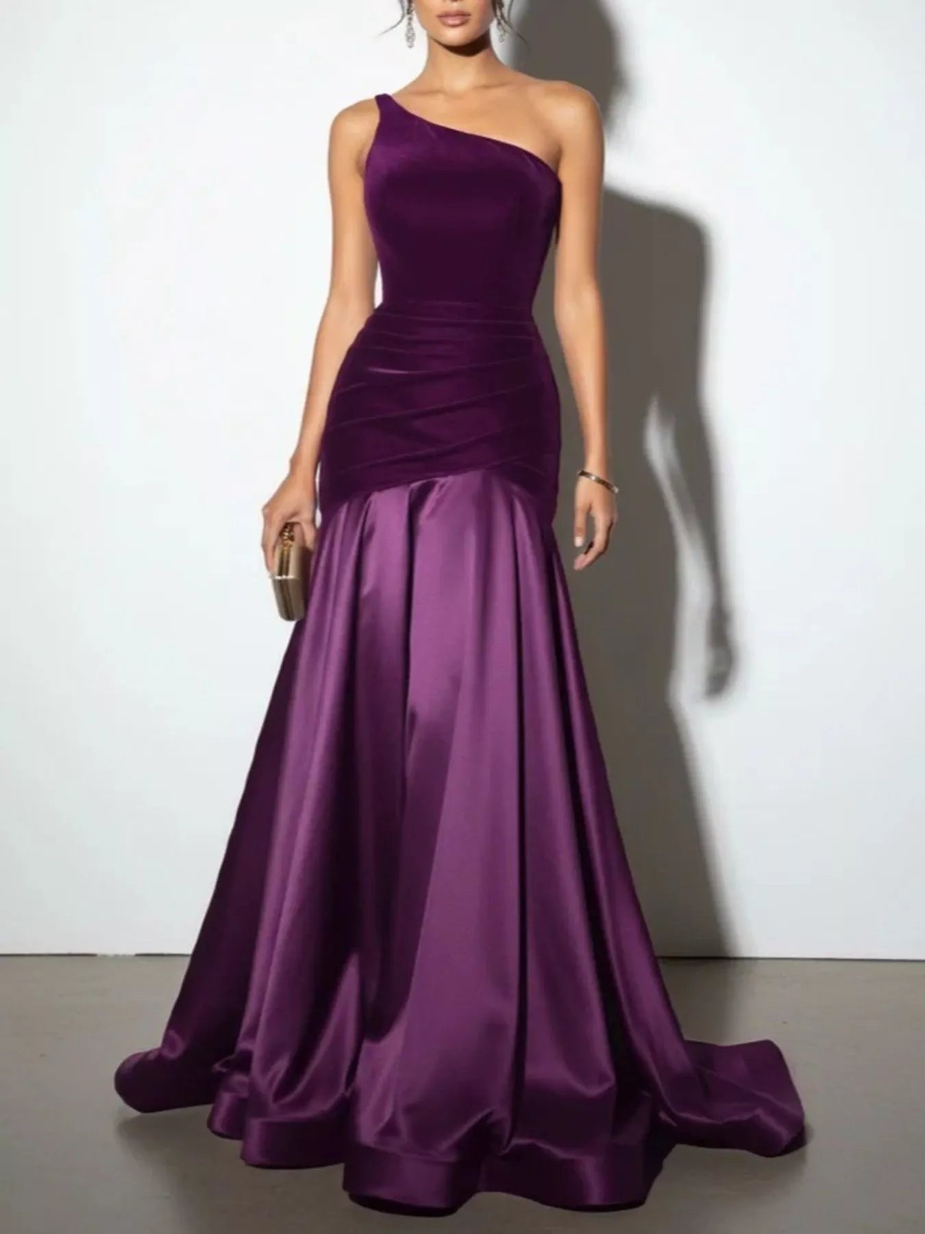 Single Shoulder Floor Length Dress-Nordavory