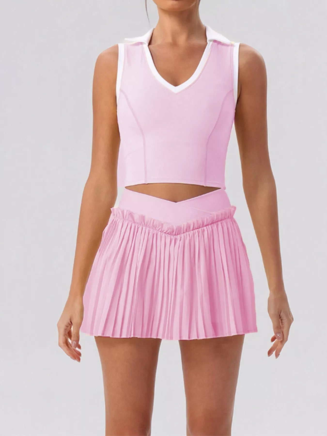 Sleeveless Top and Pleated Skirt Active Set – image 13