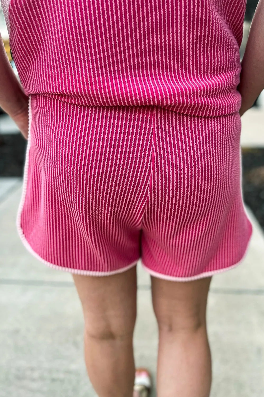 Ribbed Round Neck Top and Shorts Two-Piece Casual Set-Nordavory