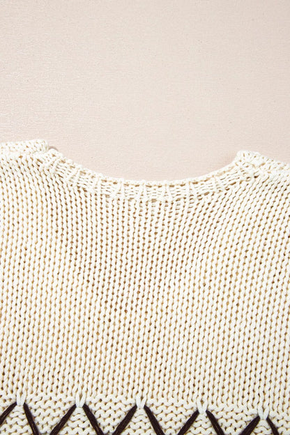 V-Neck Knit Long Sleeve Sweater-Nordavory