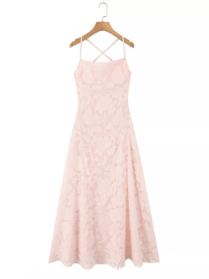 Lace Up Back Spaghetti Strap Maxi Dress-Nordavory
