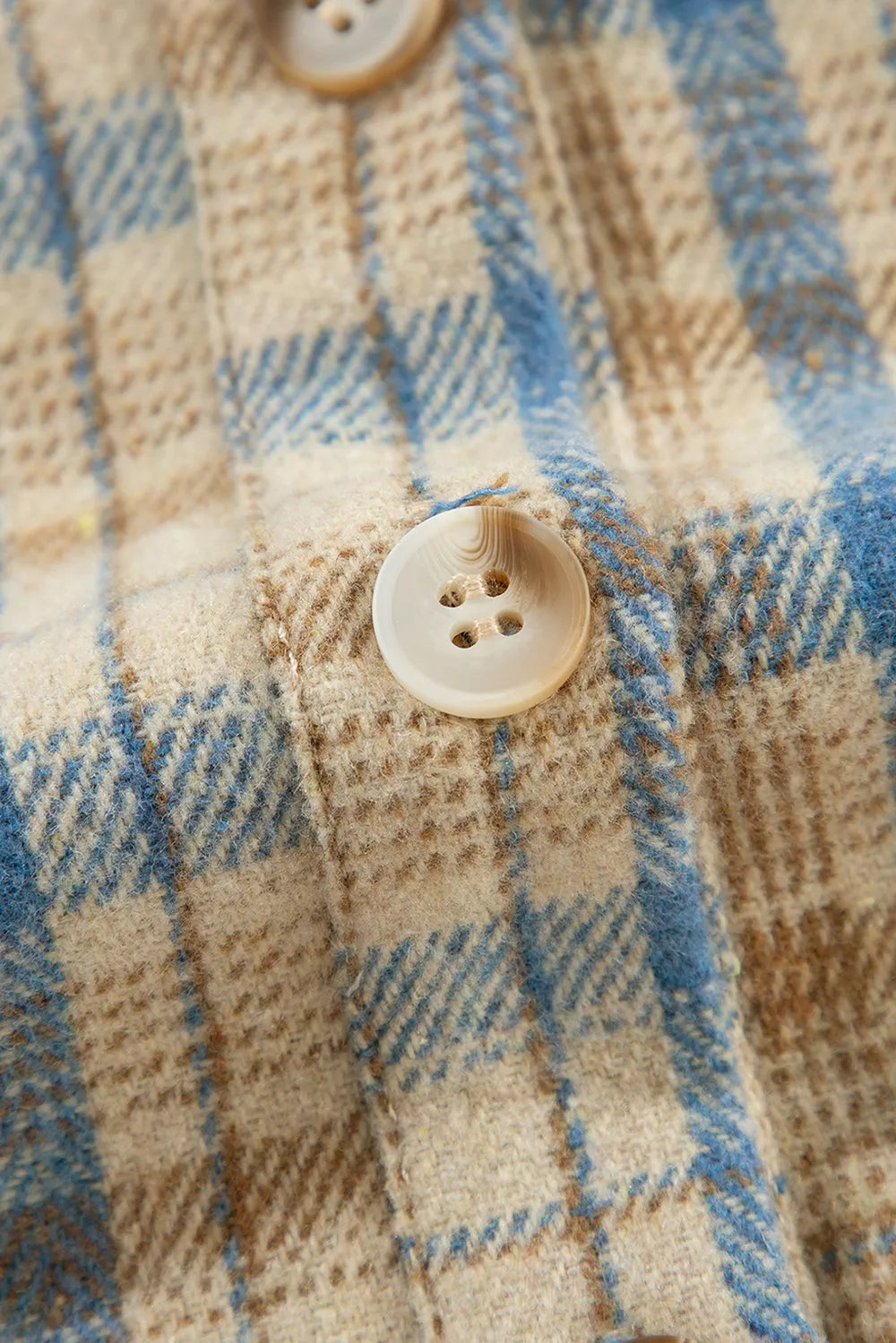Drawstring Waffle Knit Patchwork Hooded Plaid Shacket-Nordavory