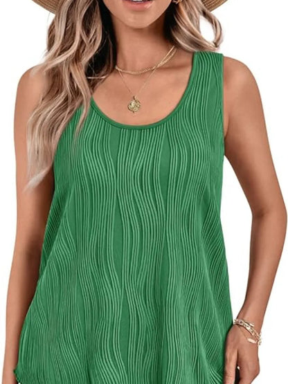 Round Neck Wide Strap Tank-Nordavory
