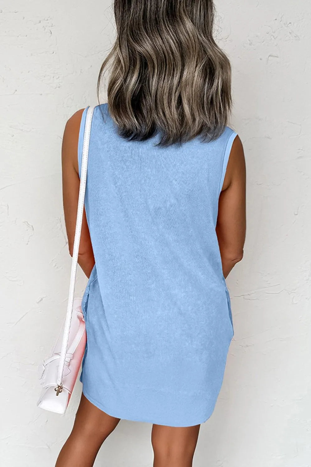 Round Neck Sleeveless Mini Dress with Pockets-Nordavory