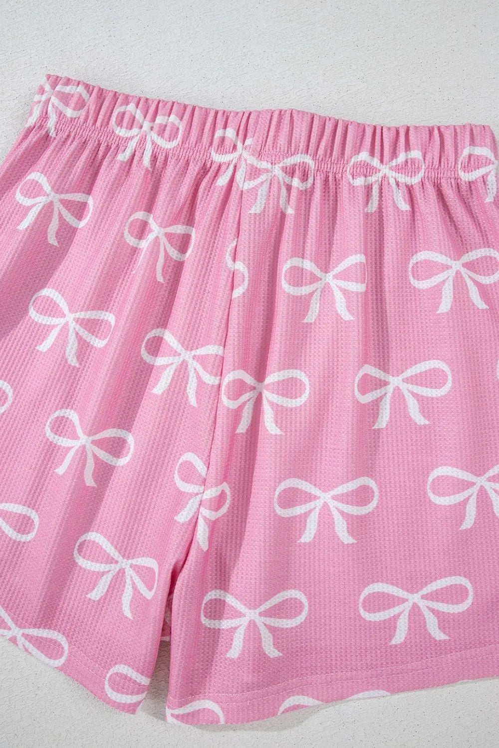 Bowknot Printed Notched T-Shirt and Shorts Set-Nordavory