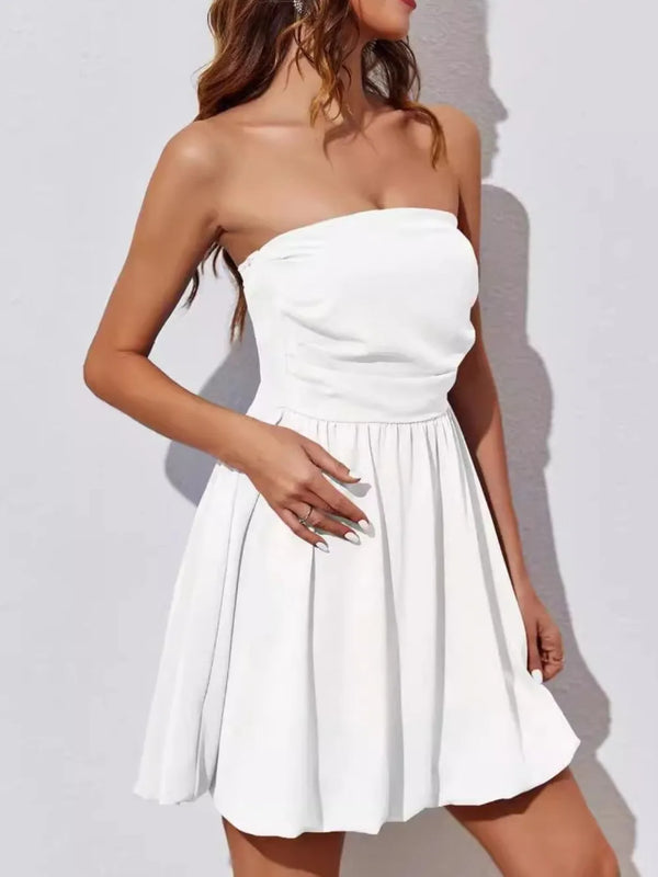 Ruched Tube Mini Dress-Nordavory
