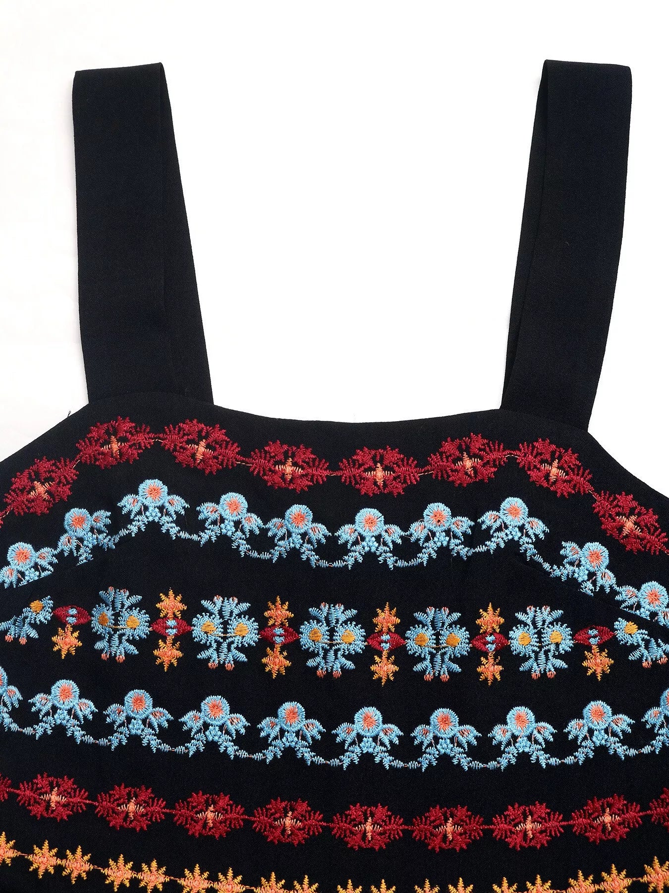 Embroidered Wide Strap Romper-Nordavory