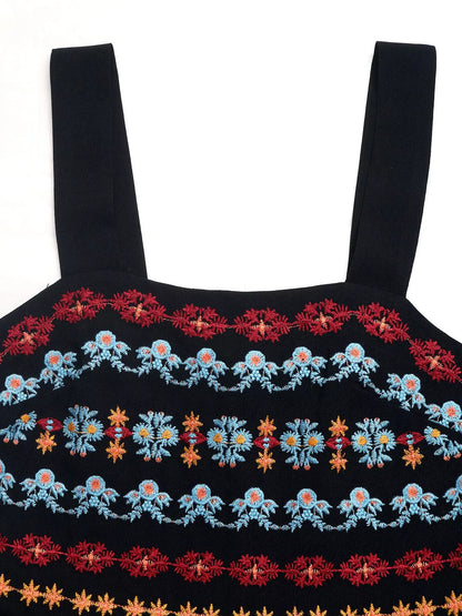 Embroidered Wide Strap Romper-Nordavory