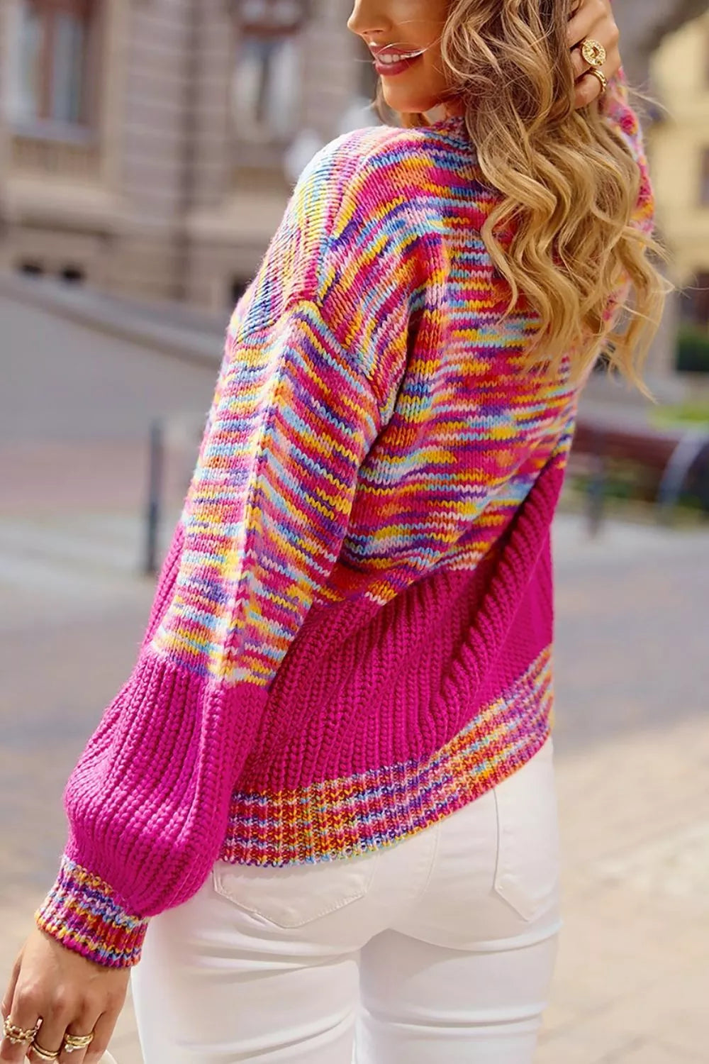 Colorful Knit Crew Neck Sweater-Nordavory