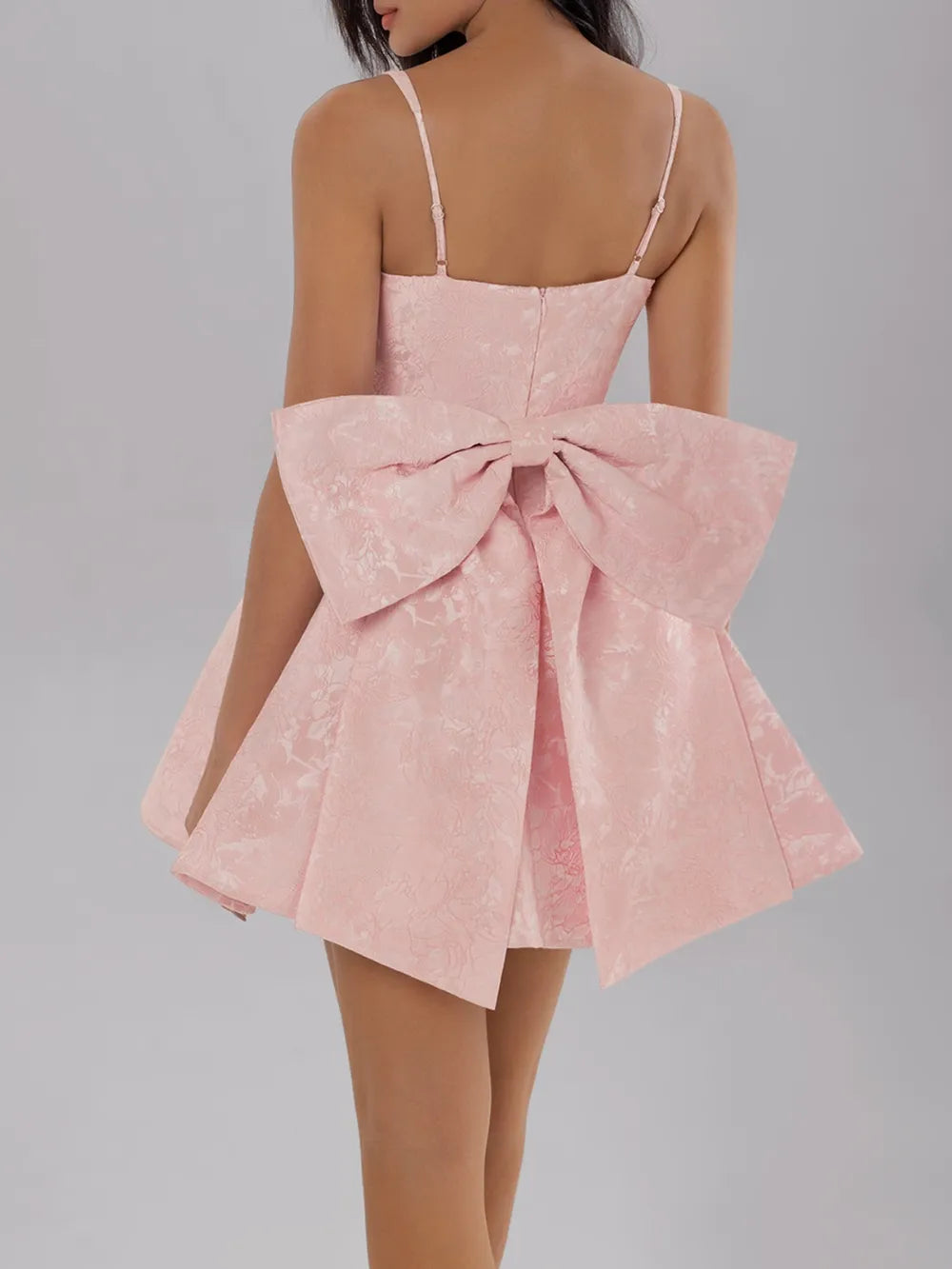 Satin Mini Cami Dress with Bow-Nordavory