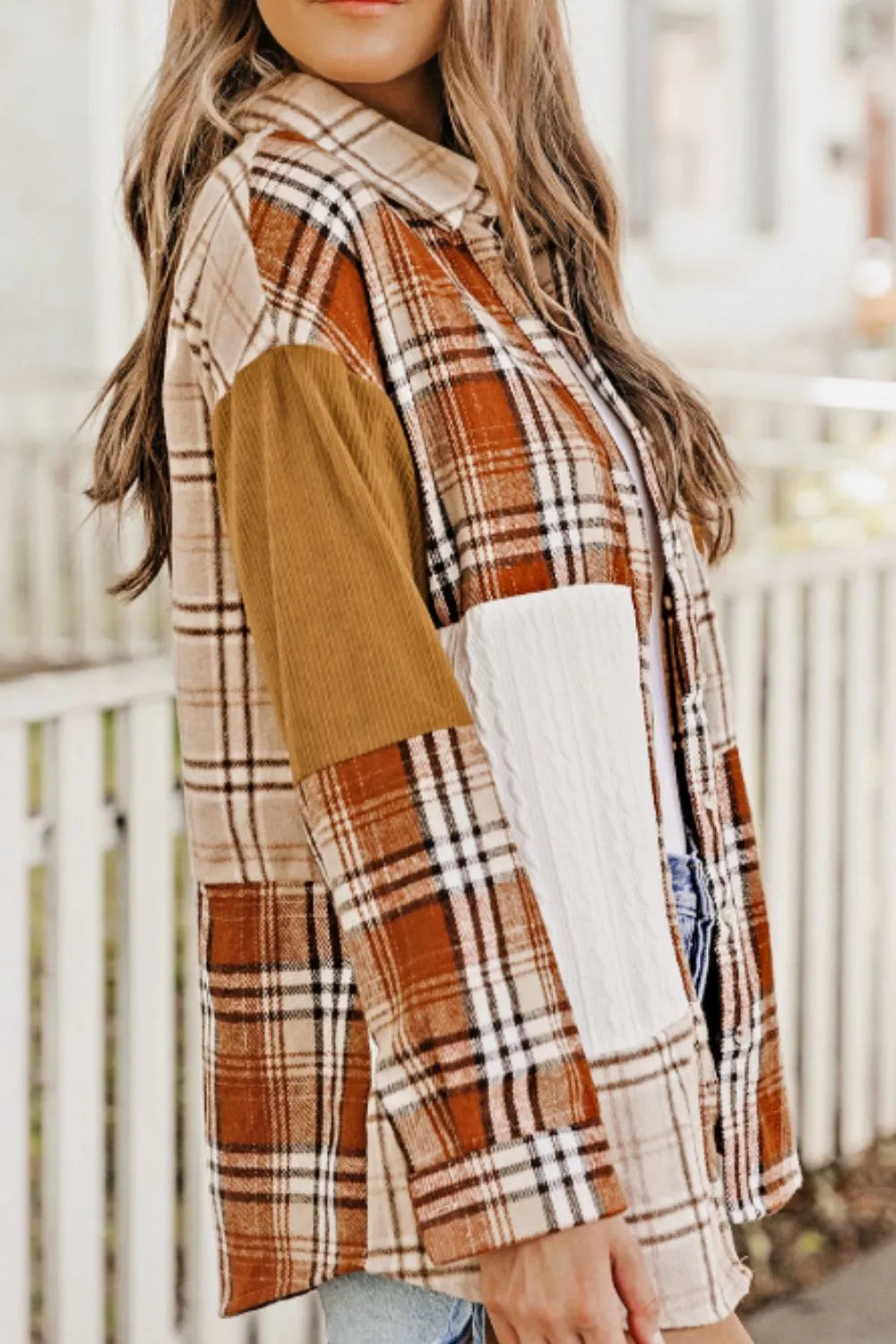 Plaid Button Up Long Sleeve Shacket-Nordavory