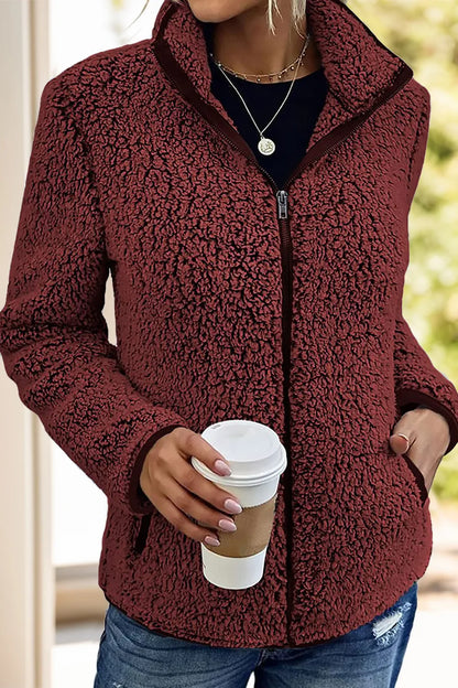 Pocketed Zip Up Turtleneck Jacket-Nordavory