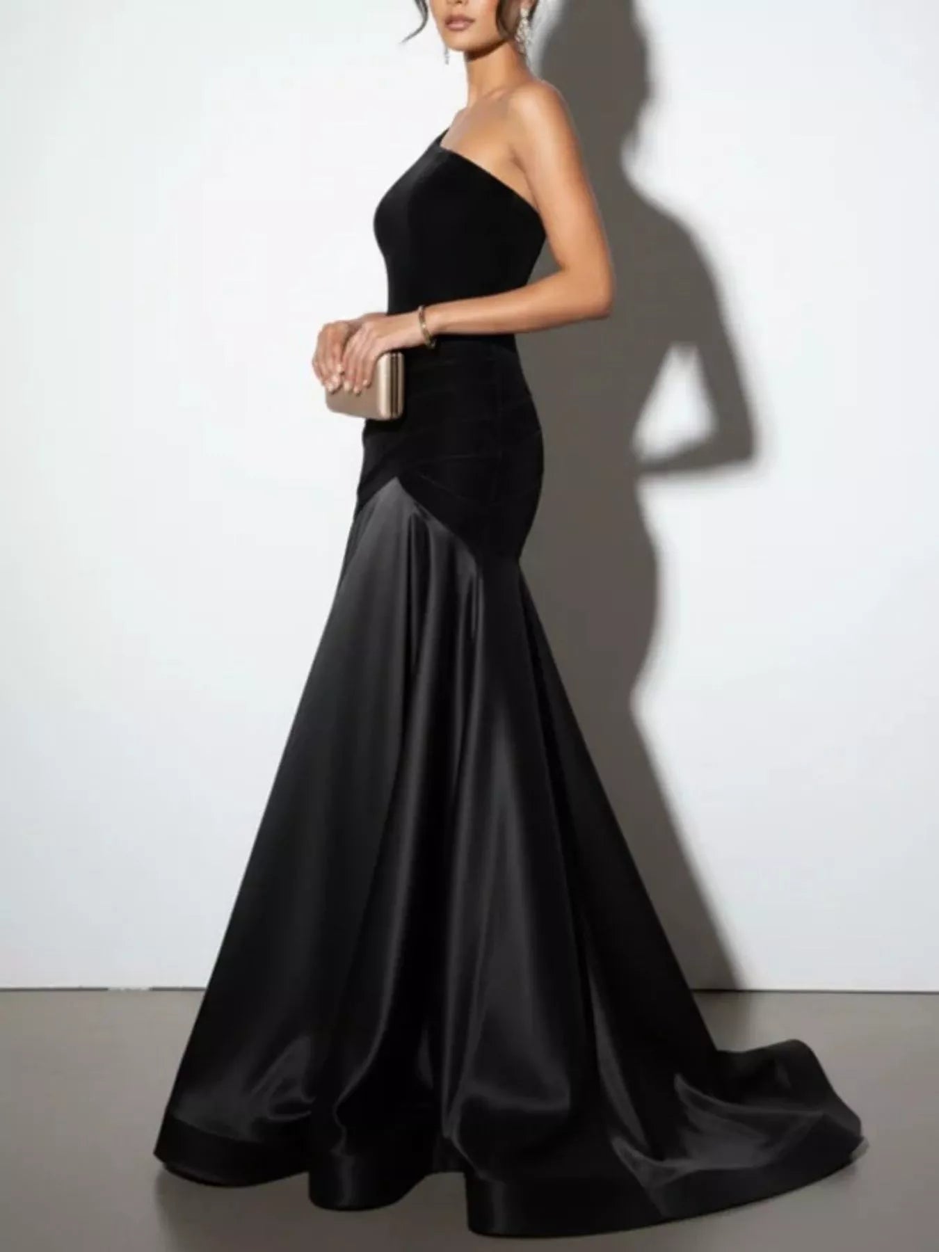 Single Shoulder Floor Length Dress-Nordavory