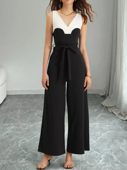 Color Block Wide Leg Jumpsuit-Nordavory