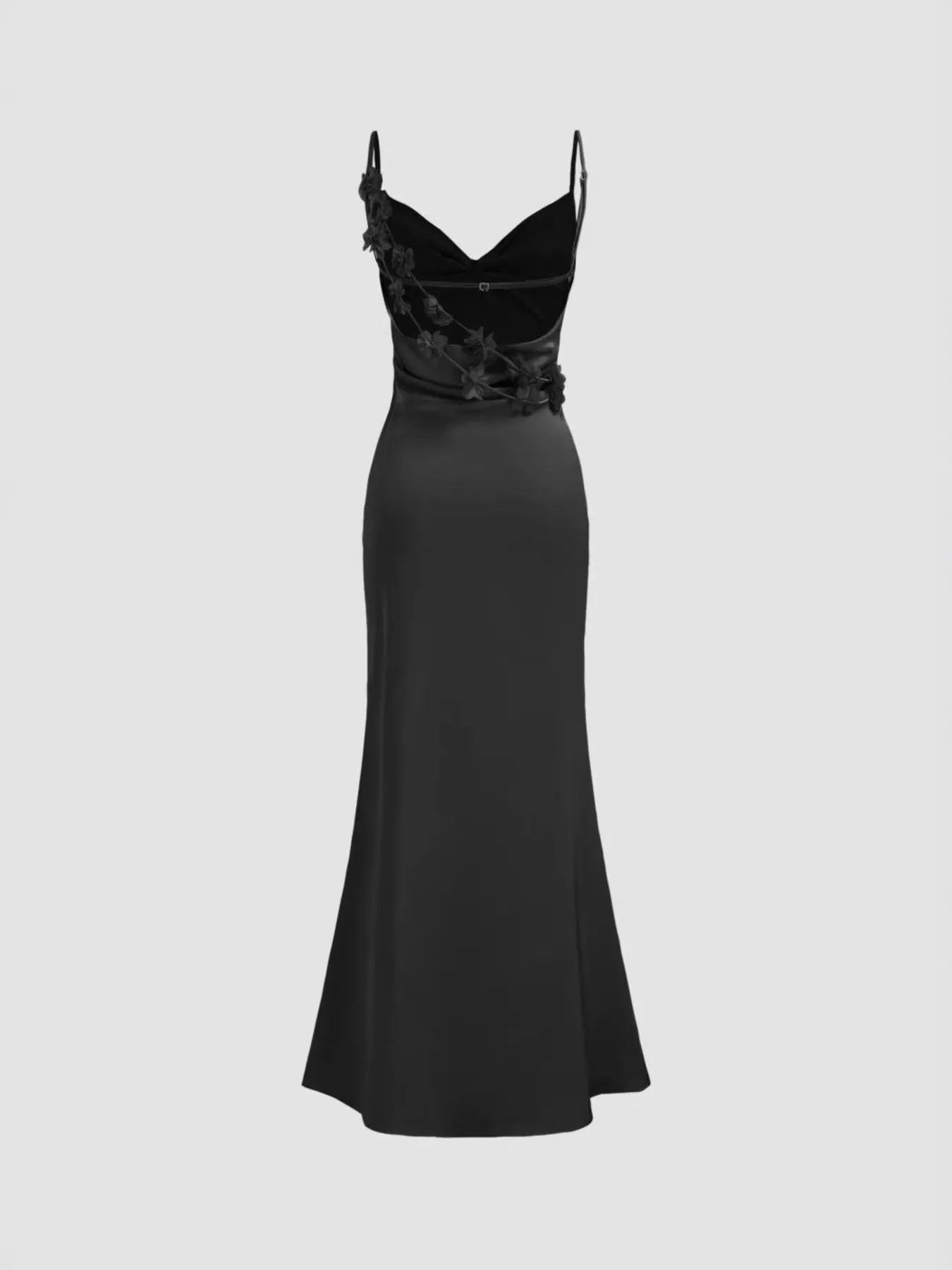 Cowl Neck Satin Maxi Dress-Nordavory