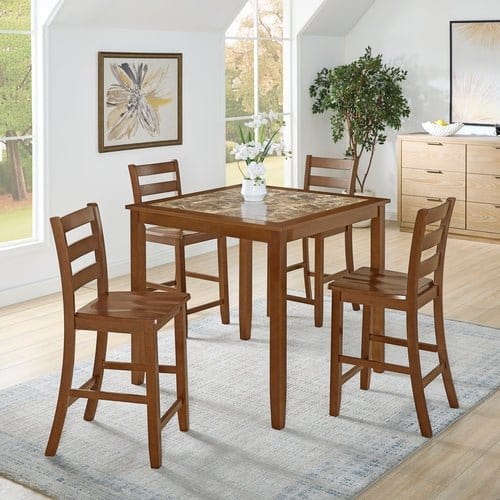 Dining Table, Bar Table and Chairs Set, 5 Piece Dining Table Furniture nordavory
