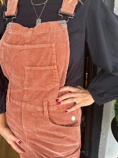 Distressed Wide Leg Corduroy Overalls-Nordavory