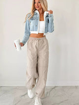 Distressed Zip Up Cropped Hooded Denim Jacket - Nordavory